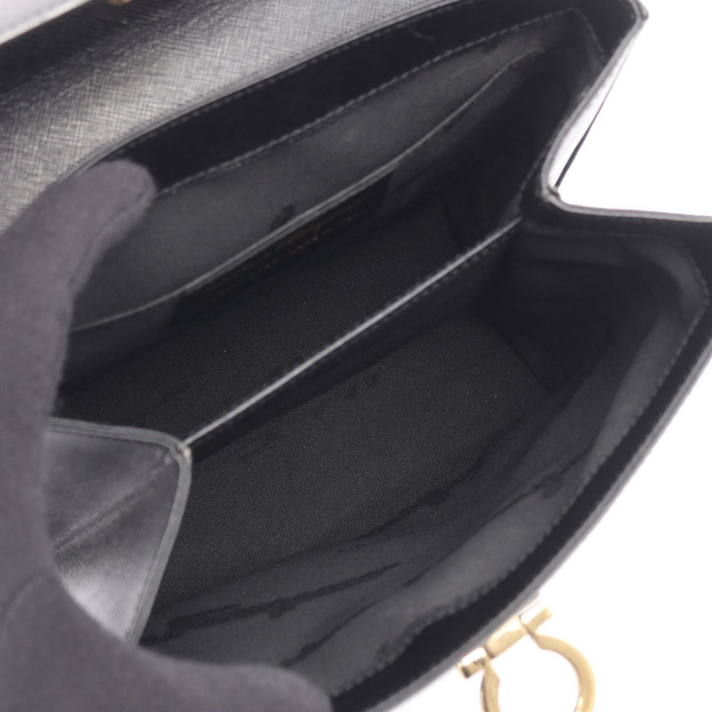 Salvatore Ferragamo Gancini handbag, leather, women's, black, size 21 0160