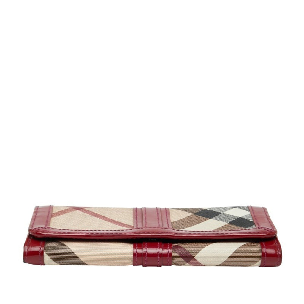 Burberry Nova Check Long Wallet in Red and Beige Leather for Women