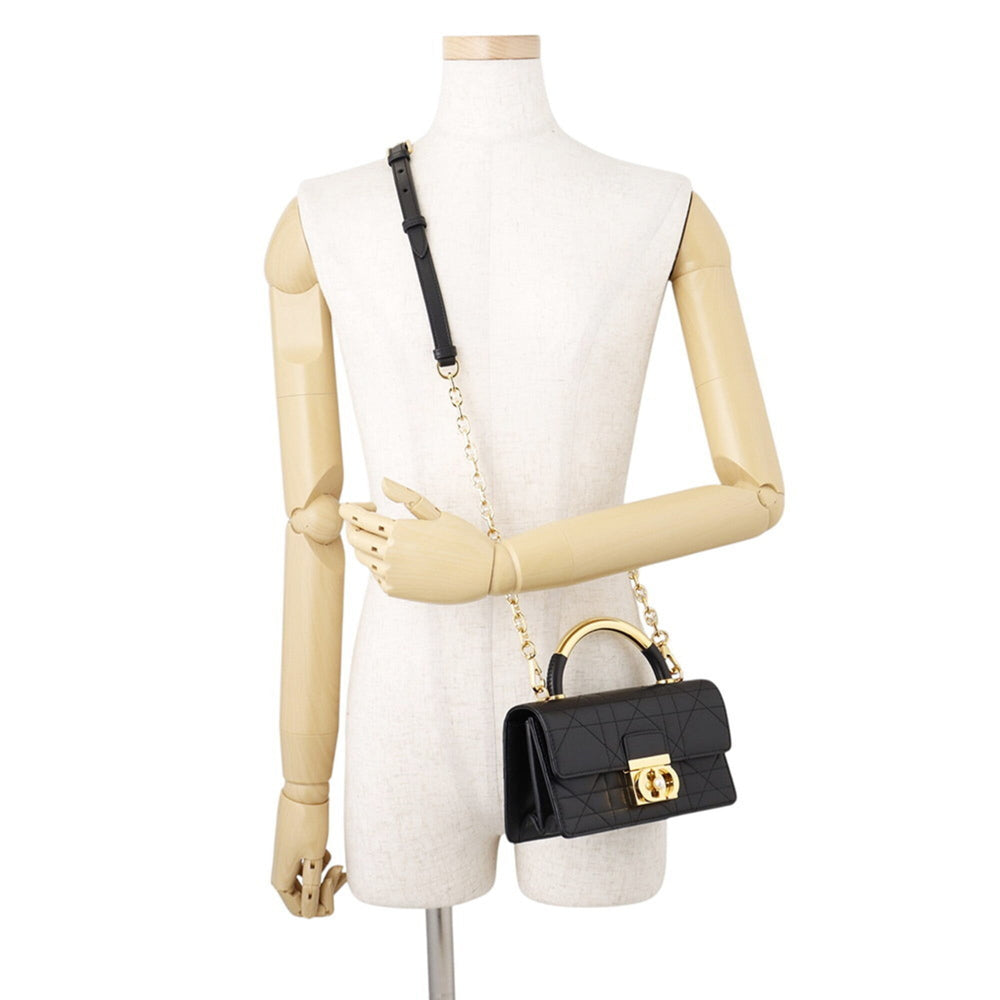 Christian Dior Macro Cannage Ange Mini Calf Leather Handbag M4401UNMZ 2-way Black — Like New