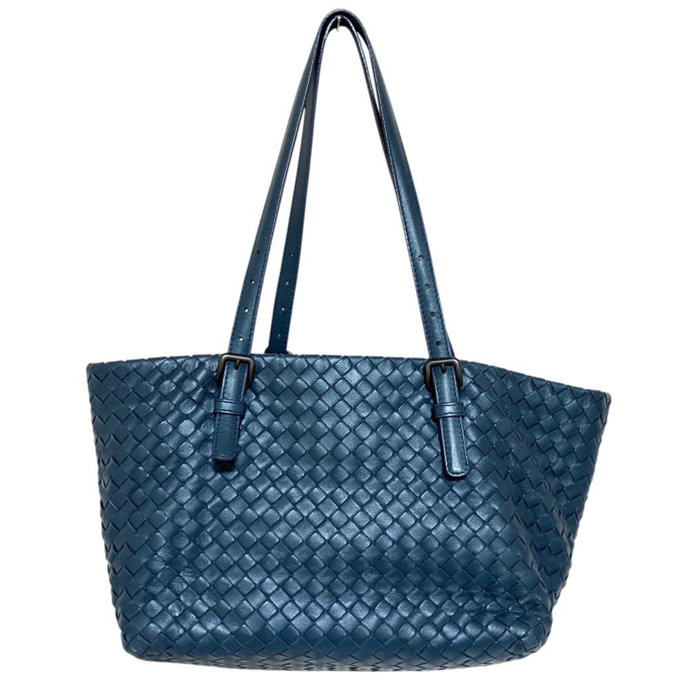 BOTTEGA VENETA Mini Cesta Intrecciato Leather Tote Bag, Navy, Women's — Like New
