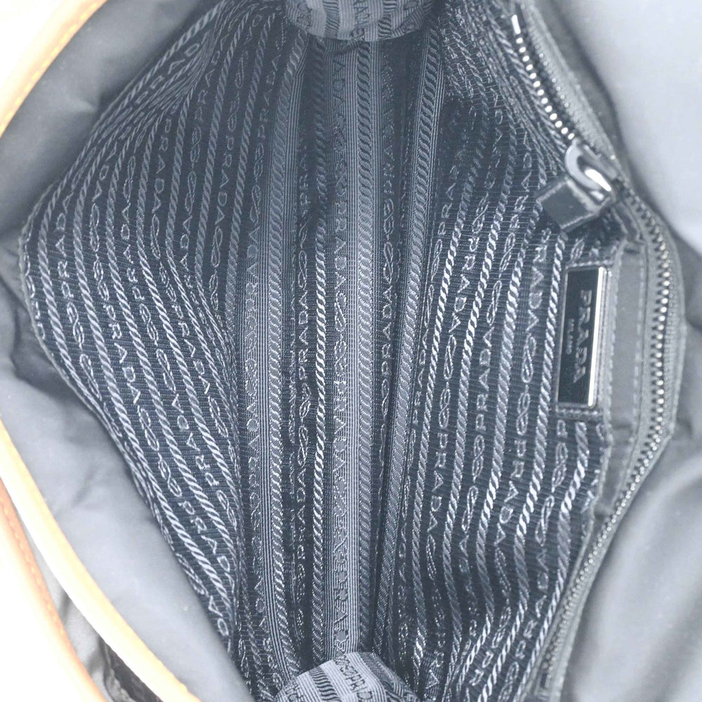 PRADA Tessuto Re-Nylon Triangle Shoulder Bag, Black, Gray, Brown, 2VD769 — New - Store Return