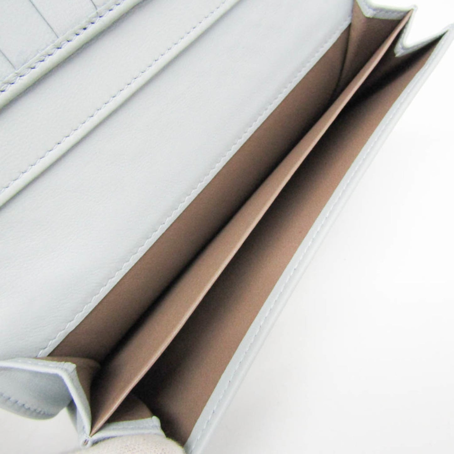 Bottega Veneta Intrecciato Men,Women Leather Long Wallet (bi-fold) Light Blue Gray