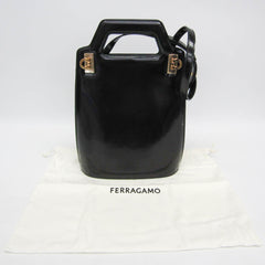 Salvatore Ferragamo Gancini Wanda DH-21 3483 Women's Leather Handbag,Shoulder Bag Black — Like New