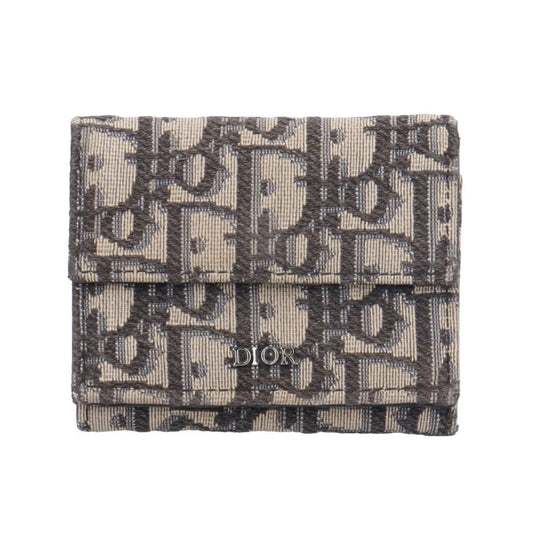 Christian Dior Dior Oblique Tri-fold Wallet Canvas Women's