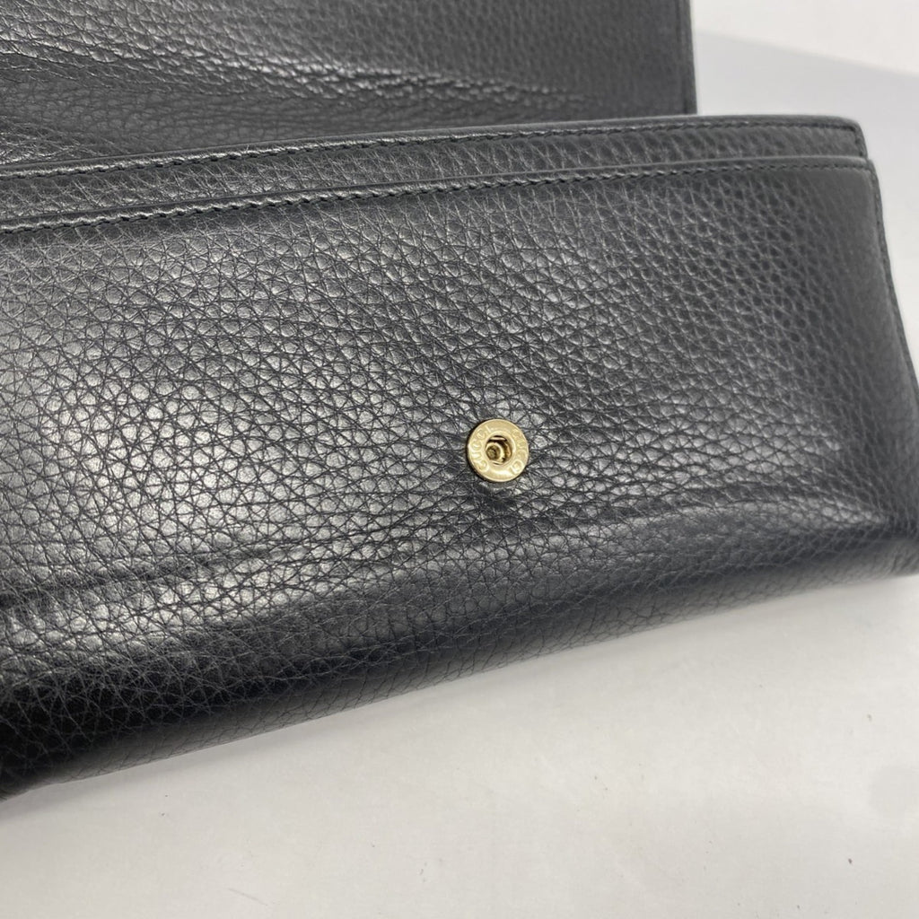 Gucci Interlocking G Long Wallet 282414 Leather Black Women's