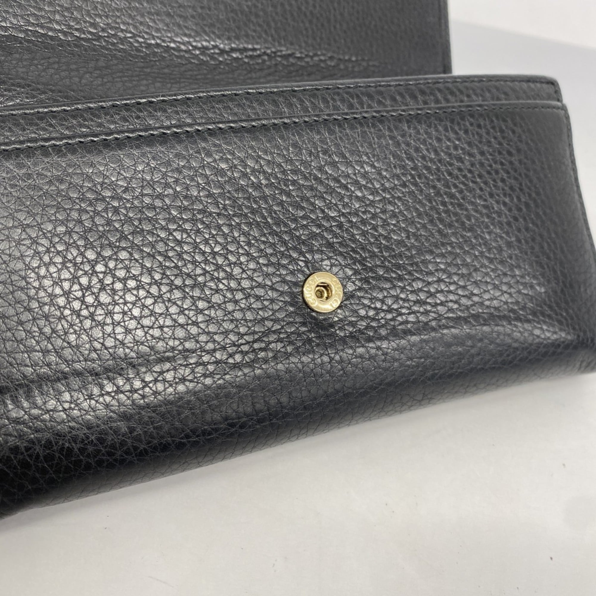 Gucci Interlocking G Long Wallet 282414 Leather Black Women's