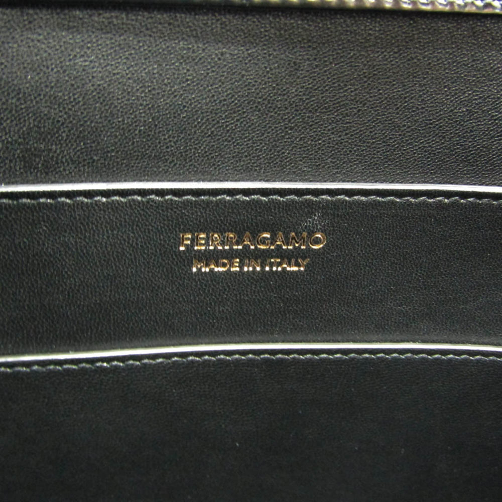 Salvatore Ferragamo Gancini Wanda DH-21 3483 Women's Leather Handbag,Shoulder Bag Black — Like New
