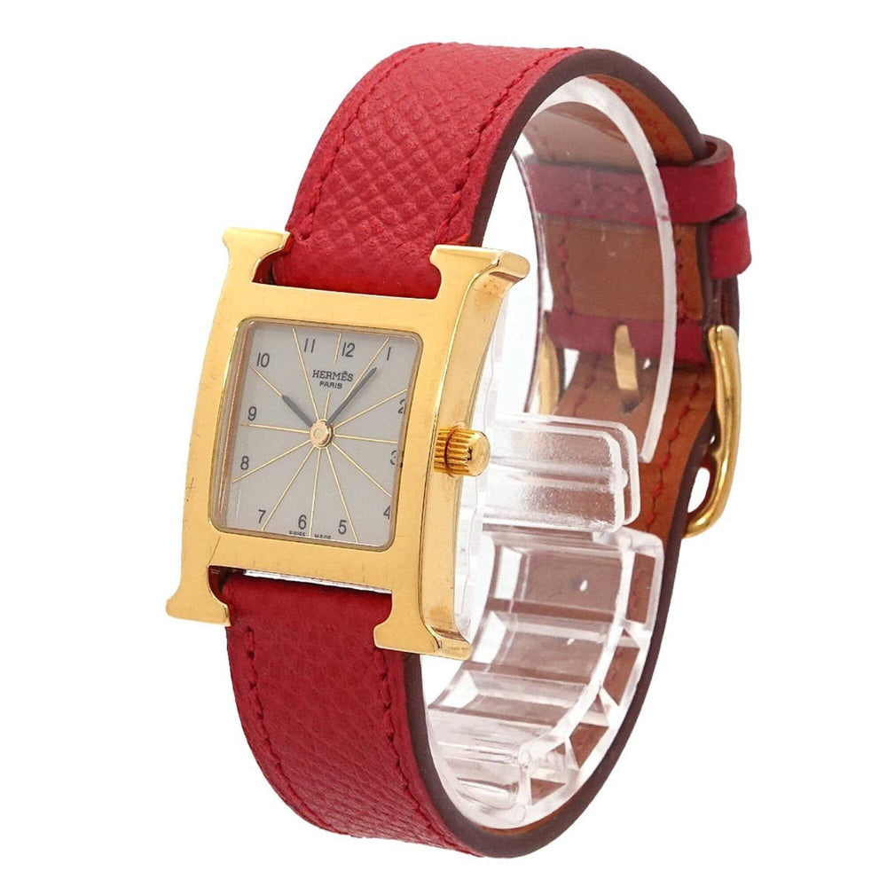 Hermes H-Watch HH1 201 Women's Watch, Gray and Red, Quartz Watch — Very Good
