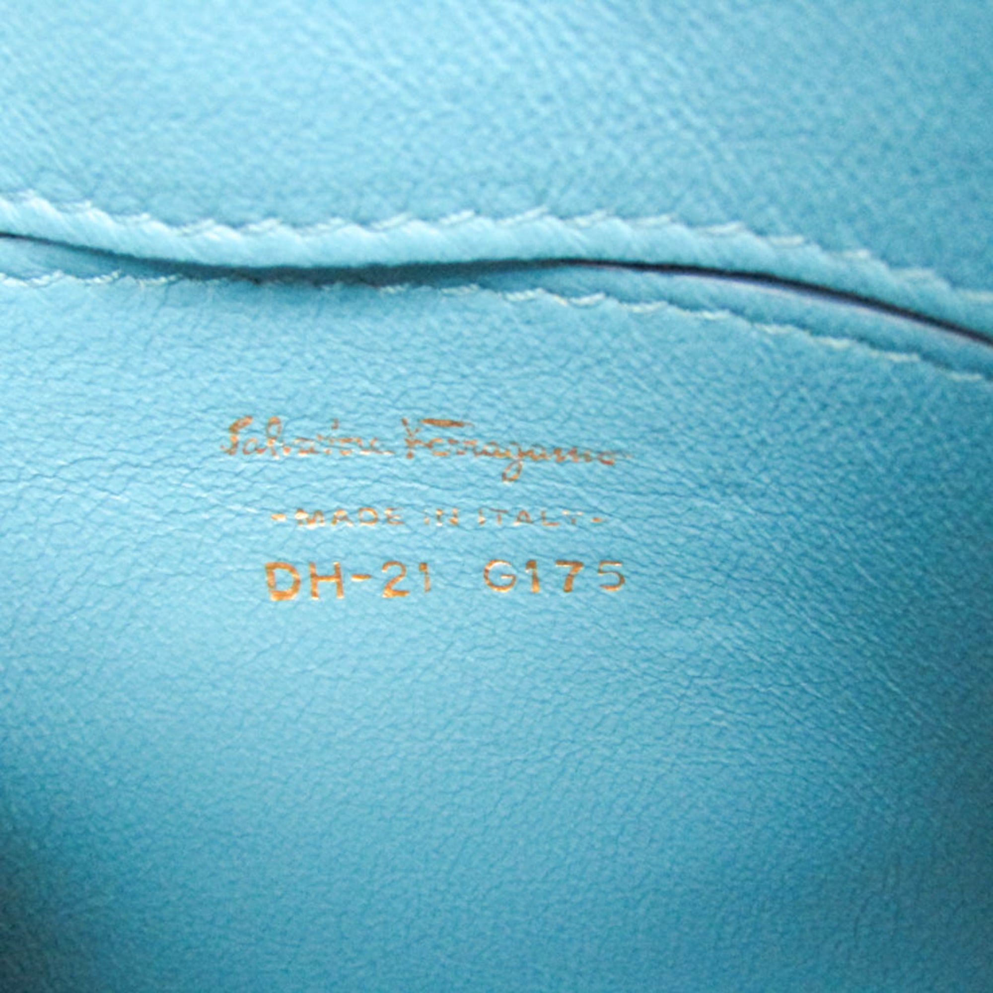Salvatore Ferragamo Gancini Sophia DH-21 G175 Women's Leather Handbag,Shoulder Bag Black,Blue,White — Like New