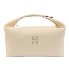 HERMES Bride à Black GM 100% Cotton Natural Silver Hardware Sellier Button Canvas Handbag Made in France Women's — Like New