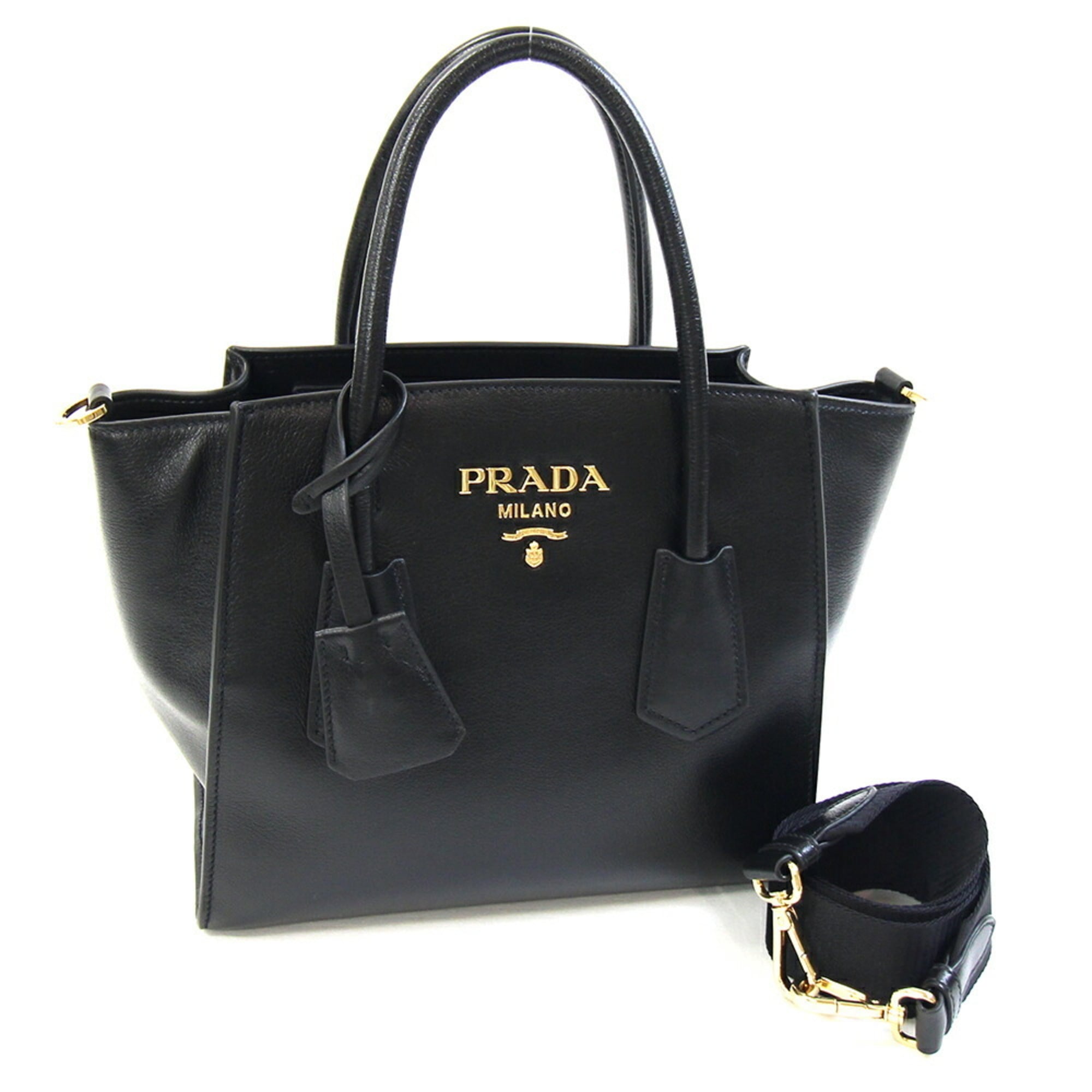 Prada Handbag 1BG369 Black Leather Shoulder Bag for Women