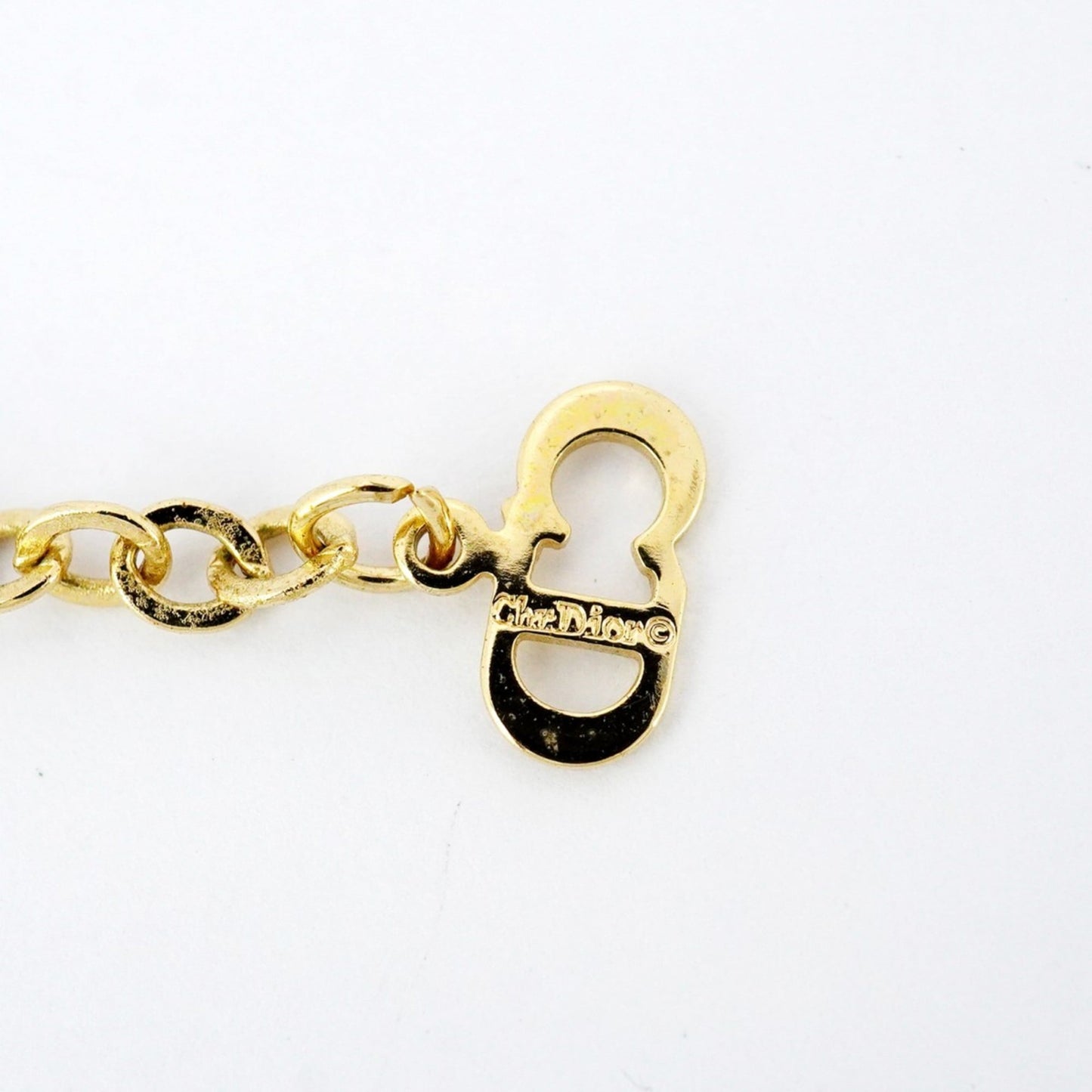 Christian Dior Oval Necklace with GP Plated Rhinestones in Gold for Women