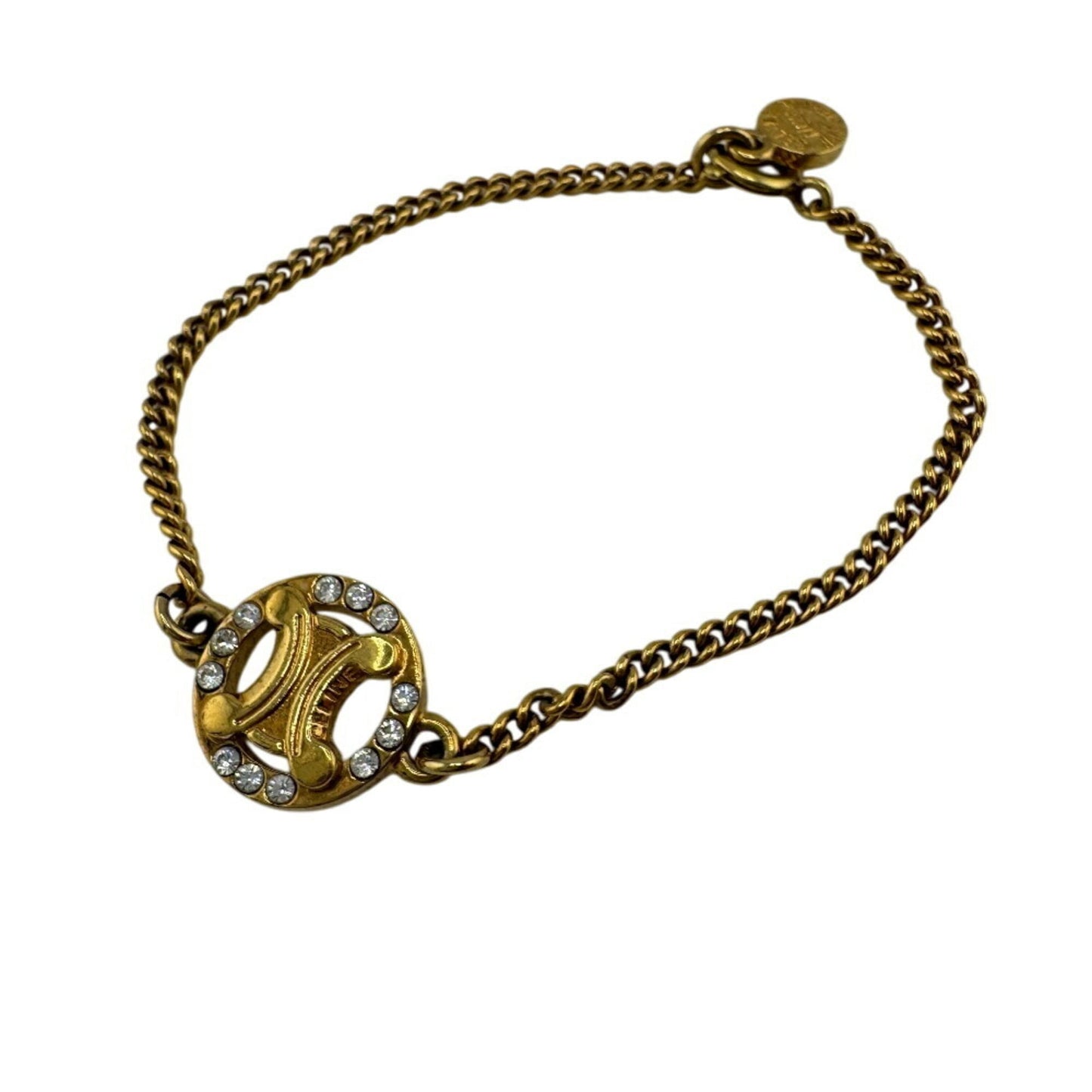CELINE Macadam GP x Rhinestone Gold Bracelet for Women