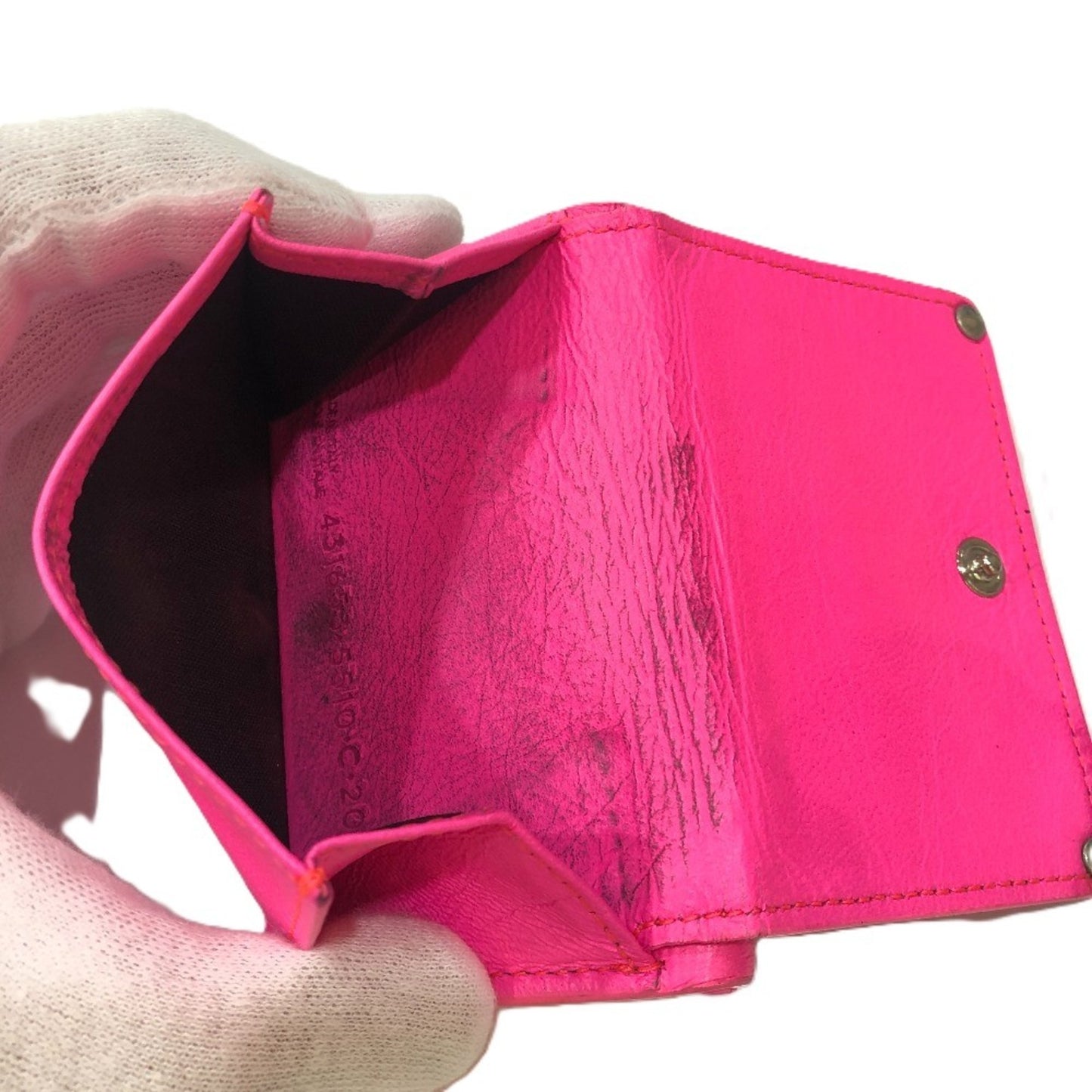 BALENCIAGA 203437 Classic Compact Wallet Tri-fold Leather Women's Pink