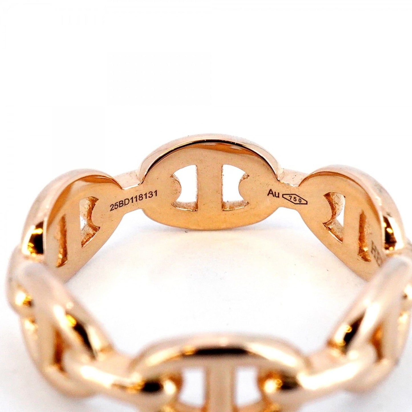 Hermes Hermès Enchaine Chaine d'Ancre Ring, 18KPG Pink Gold, #50, Women's