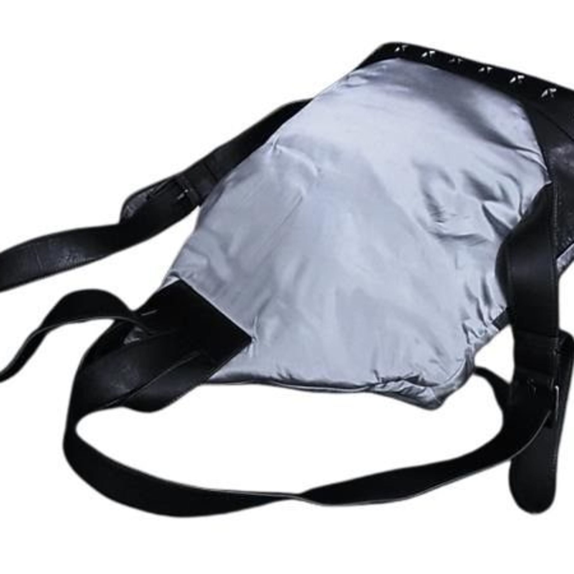 JIMMY CHOO Fitzroy Backpack in Silver and Black Nylon Leather with Star Studs for Men Women