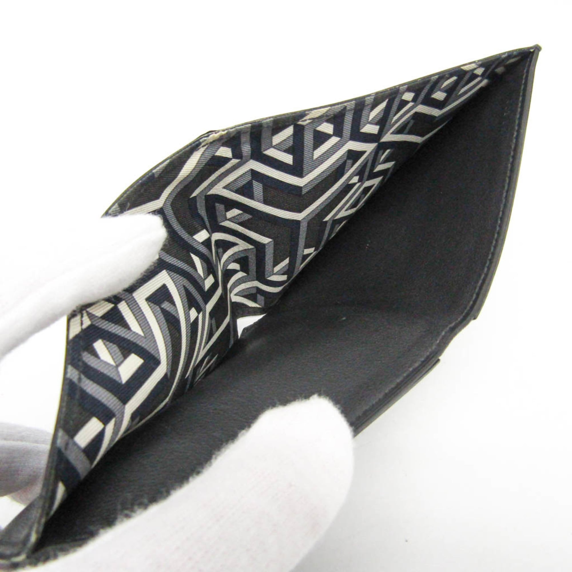 Hermes Citizen Twill Compact Men's Leather Bill Wallet (bi-fold) Black