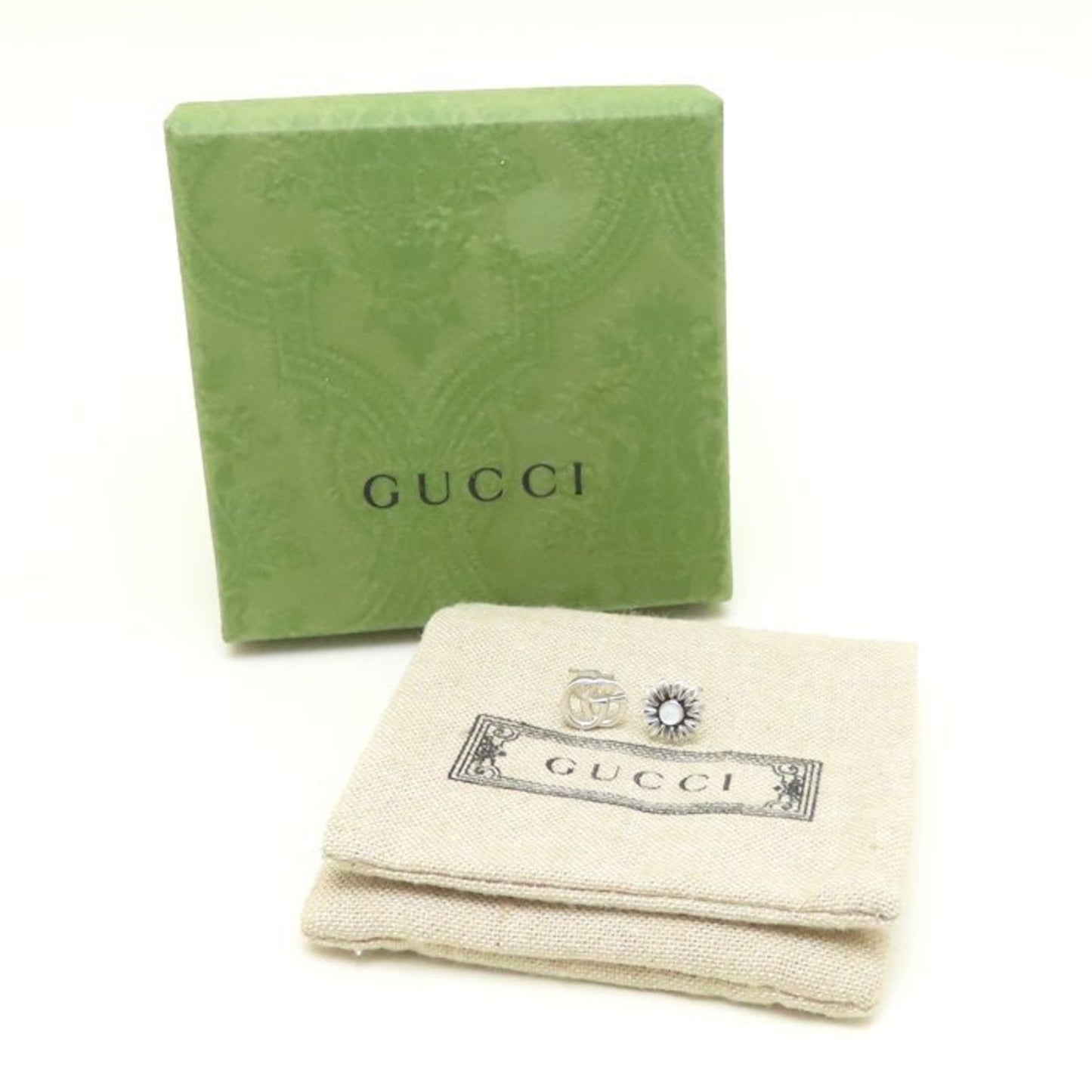 GUCCI Double G Flower Earrings in Mother of Pearl and 925 Sterling Silver, Women's, NA38341 294622