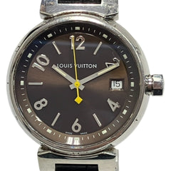 Louis Vuitton Tambour Q1311 Watch, Total Weight 49.5g, Stainless Steel, Genuine Leather Strap, Quartz Movement, Brown Dial — Good
