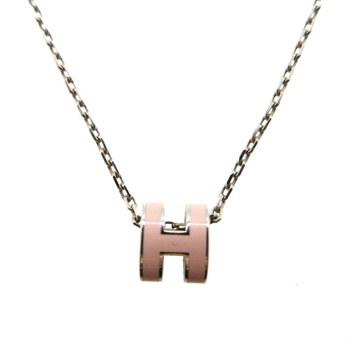 Hermes Pop Ash Mini Necklace Metal Pink/Silver 1635HERMES — Like New