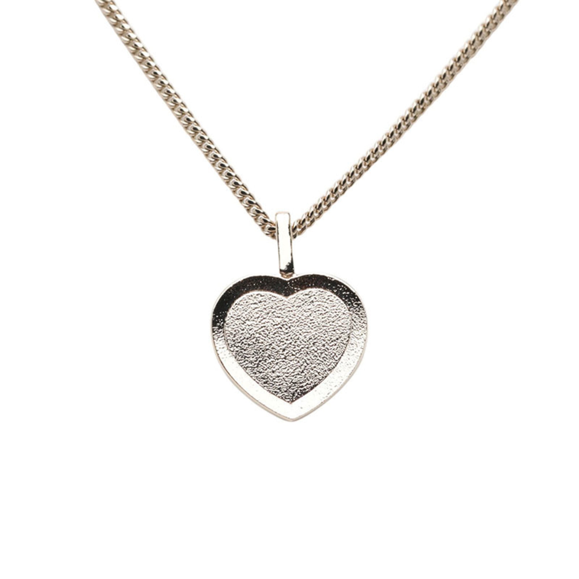 Chanel Coco Mark Heart Motif Necklace, Gold and Black Plated Rhinestones, Women's CHANEL — Like New