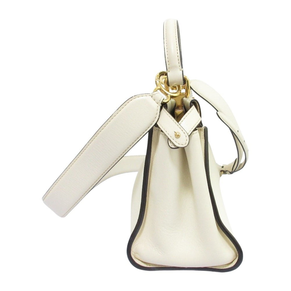 FENDI Peekaboo Mini Handbag/Shoulder Bag, Off-White, Women's