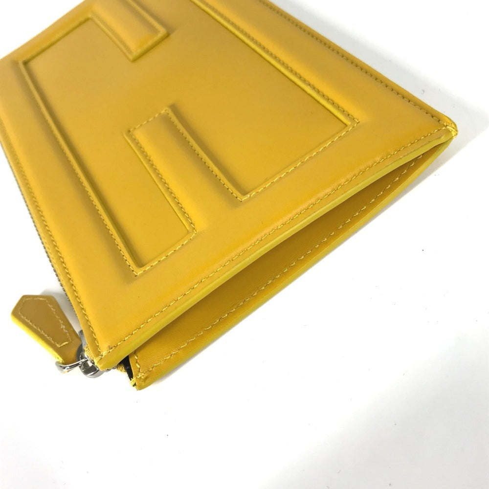 FENDI 7N0114 Pouch Clutch Bag Leather Women's Yellow — New - Store Return