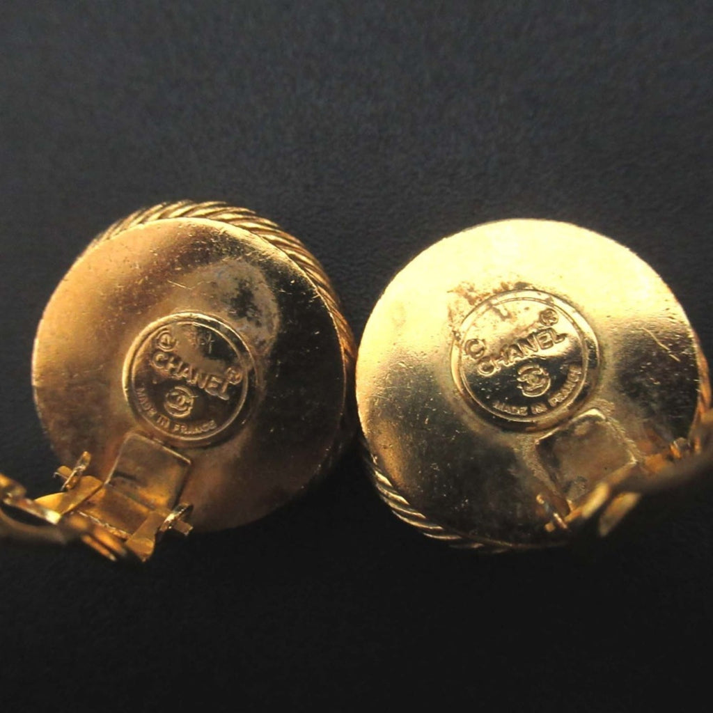 CHANEL Vintage Faux Pearl Circle Clip Earrings, Gold, Women's