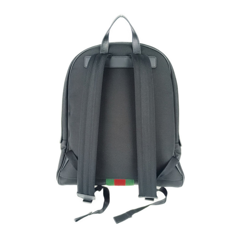 GUCCI Gucci Backpack Sherry Line 630918 Black Canvas Leather Men's Women's Web Stripe — Like New