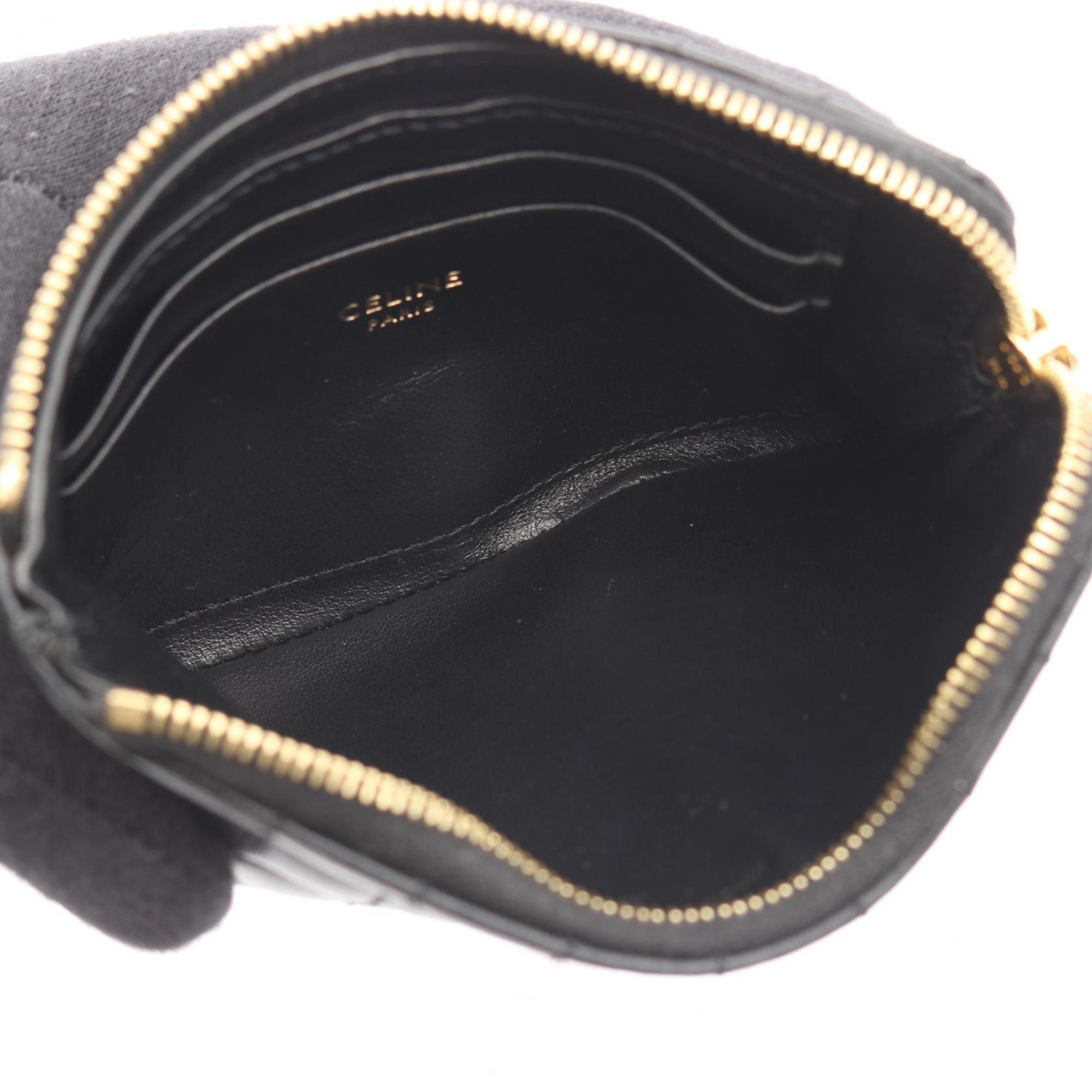 Celine Coin & Card Pouch with C Charm, Leather Wallet, Women's, Black, 10B823BFL.38NO