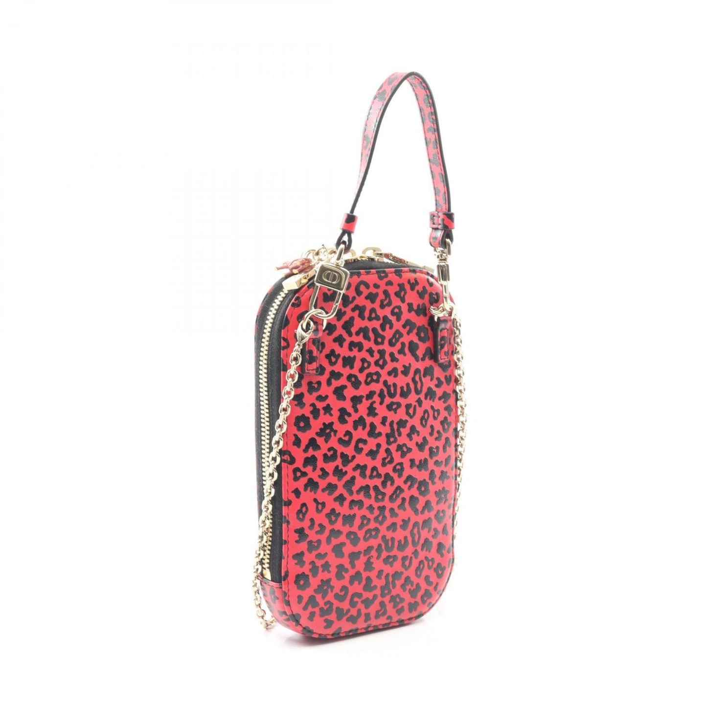 Christian Dior Dior Lady Phone Holder Handbag, Leather, Women's, Pink and Black