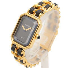 Chanel CHANEL Première M Watch, Gold Plated Leather, Women's, Black, H0001 — Very Good