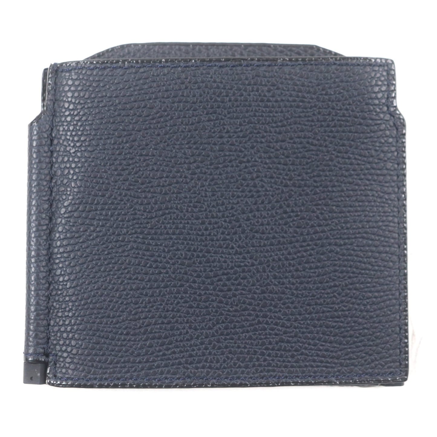 Valextra Double Money Clip Leather Wallet/Billfold in Dark Navy with Silver Hardware, Includes Box and Dust Bag, Made Italy for Men