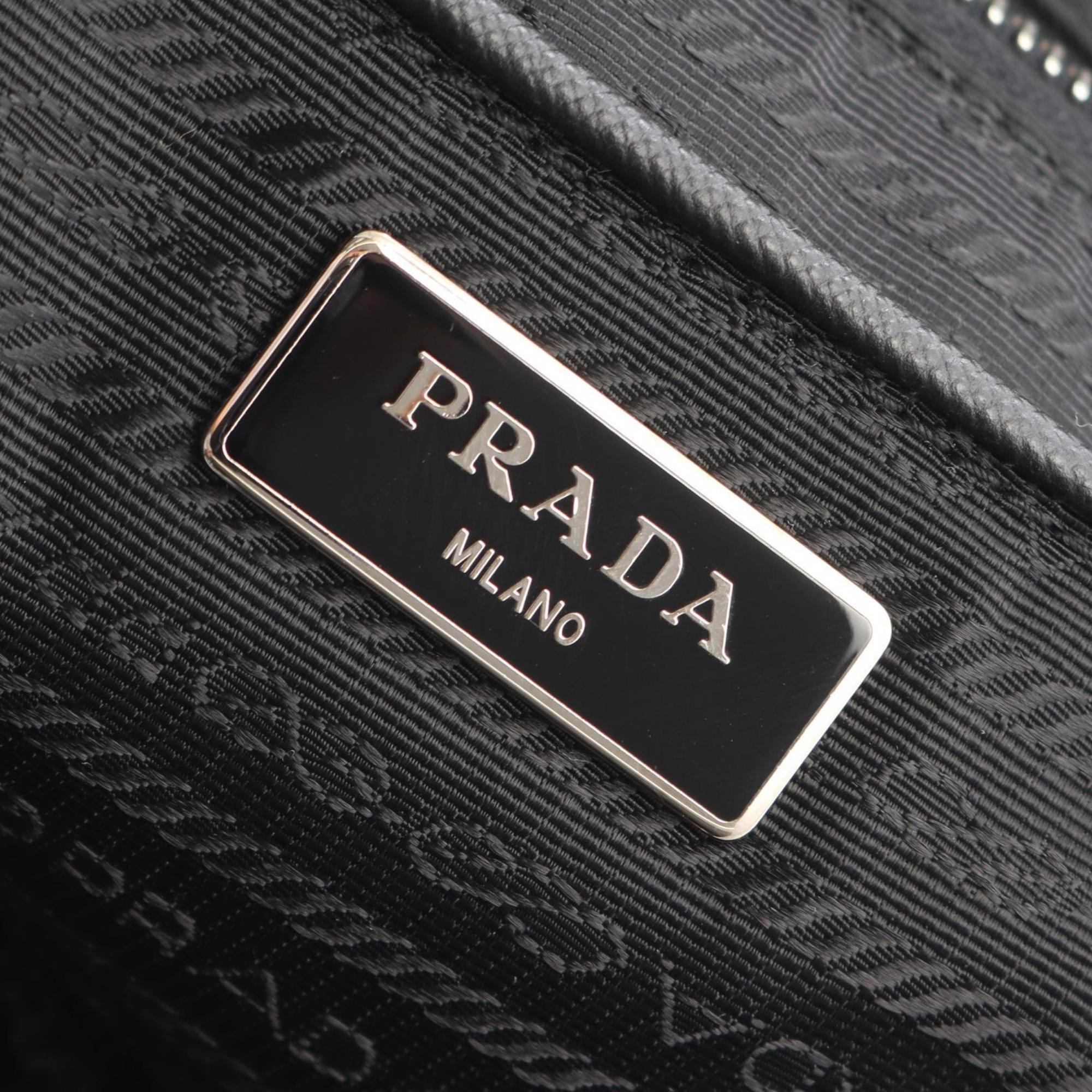 Prada tote bag in nylon and Saffiano leather, black for women