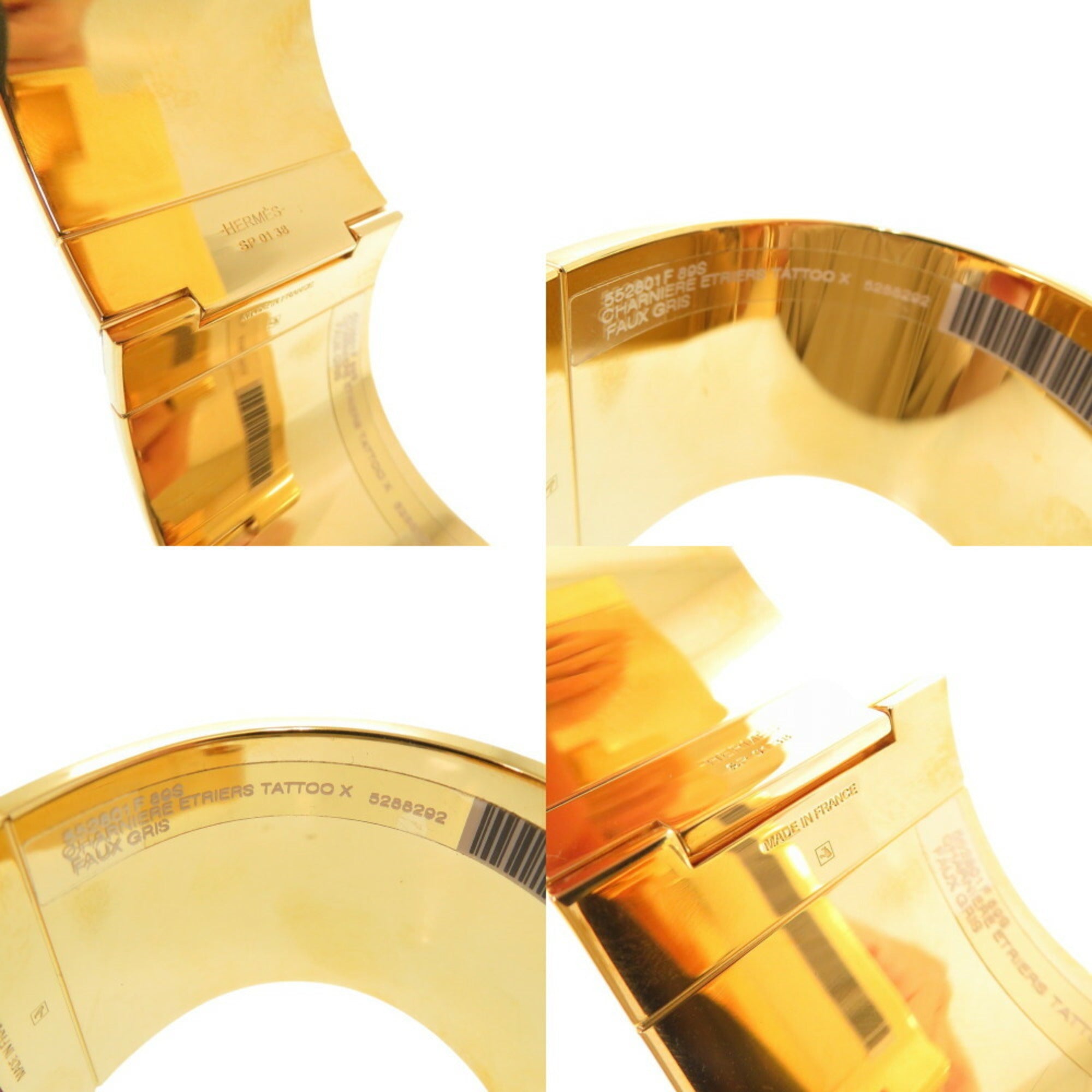 Unused Hermes GM enamel bangle bracelet Charnier gold 1874HERMES — New - Store Return
