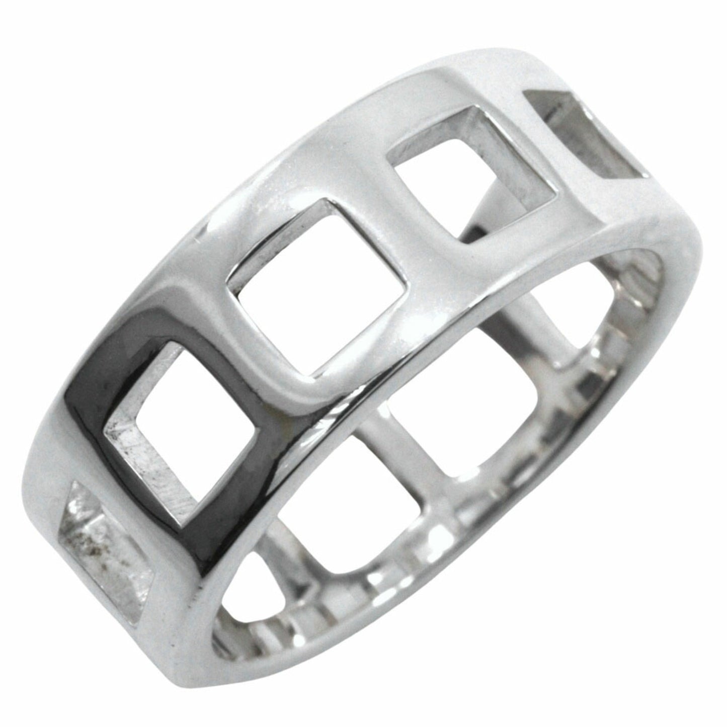 Gucci Square Ring, Size 12, Sterling Silver, Approx. 4.3g, Open Square, Women's