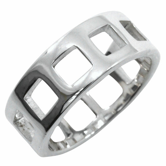 Gucci Square Ring, Size 12, Sterling Silver, Approx. 4.3g, Open Square, Women's