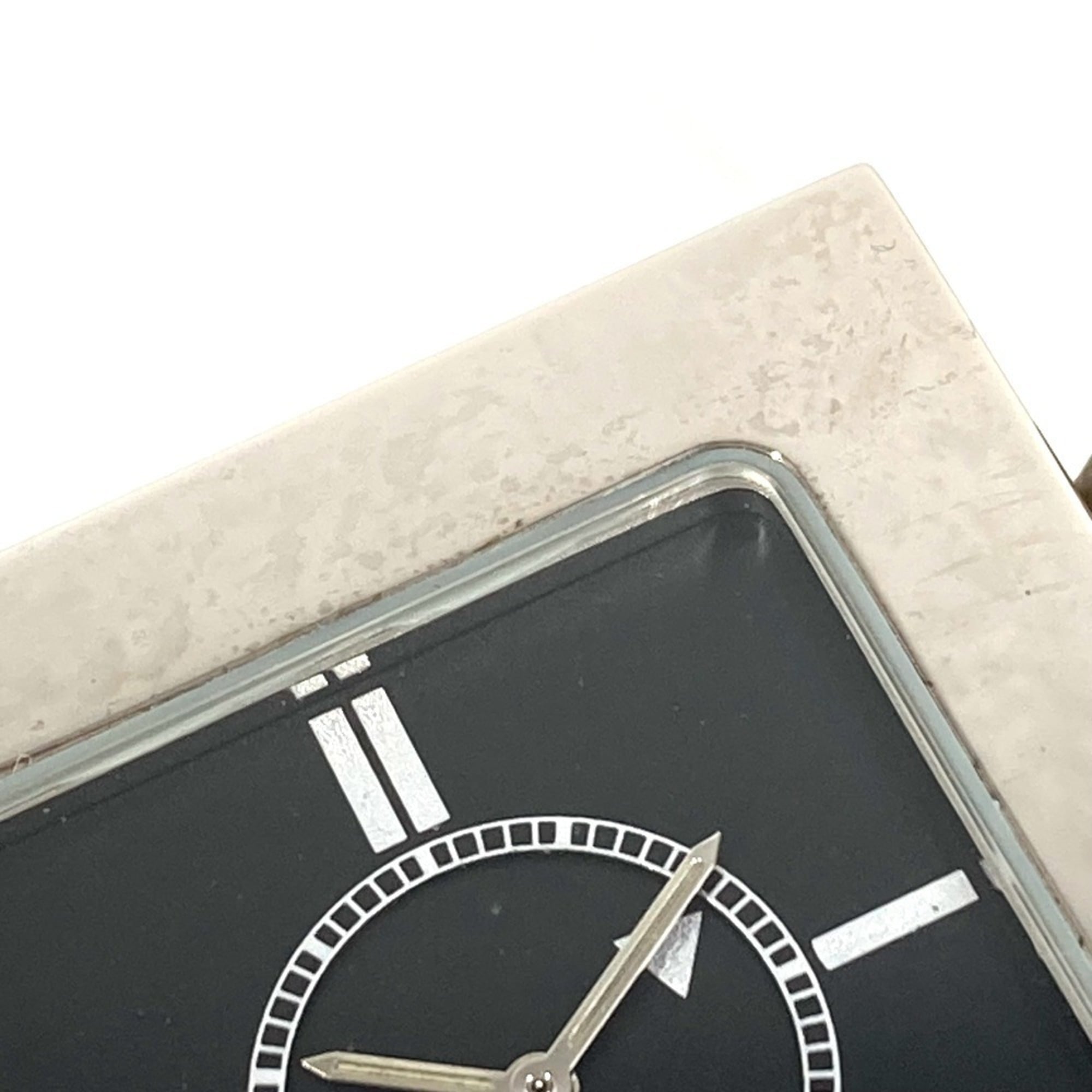 GUCCI REF0840 Logo Travel Watch Interior Table Clock SS Men's Women's Silver — Good