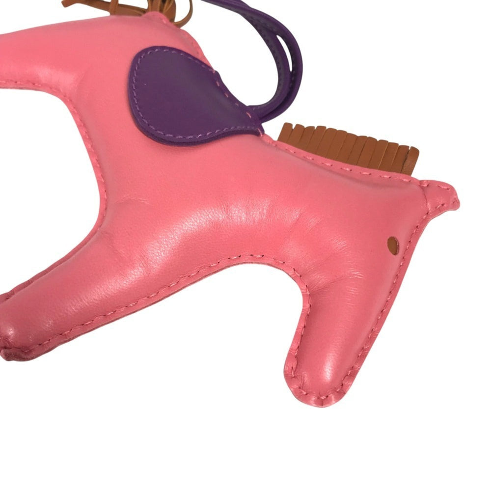 HERMES Rodeo GM Bag Charm, Horse Cheval Anjou Milo, Women's, Pink — Like New