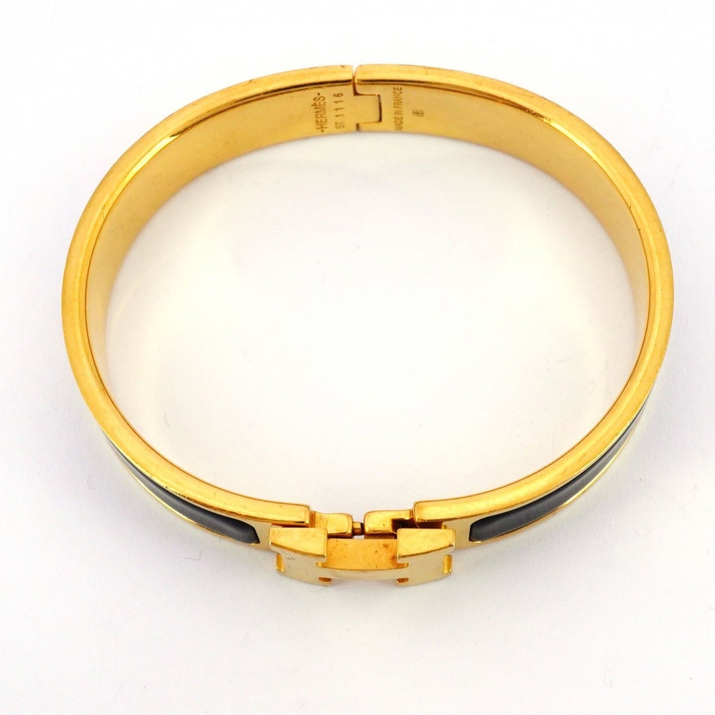 Hermes Click-Clack PM Bangle in GP-plated Gold and Black for Women