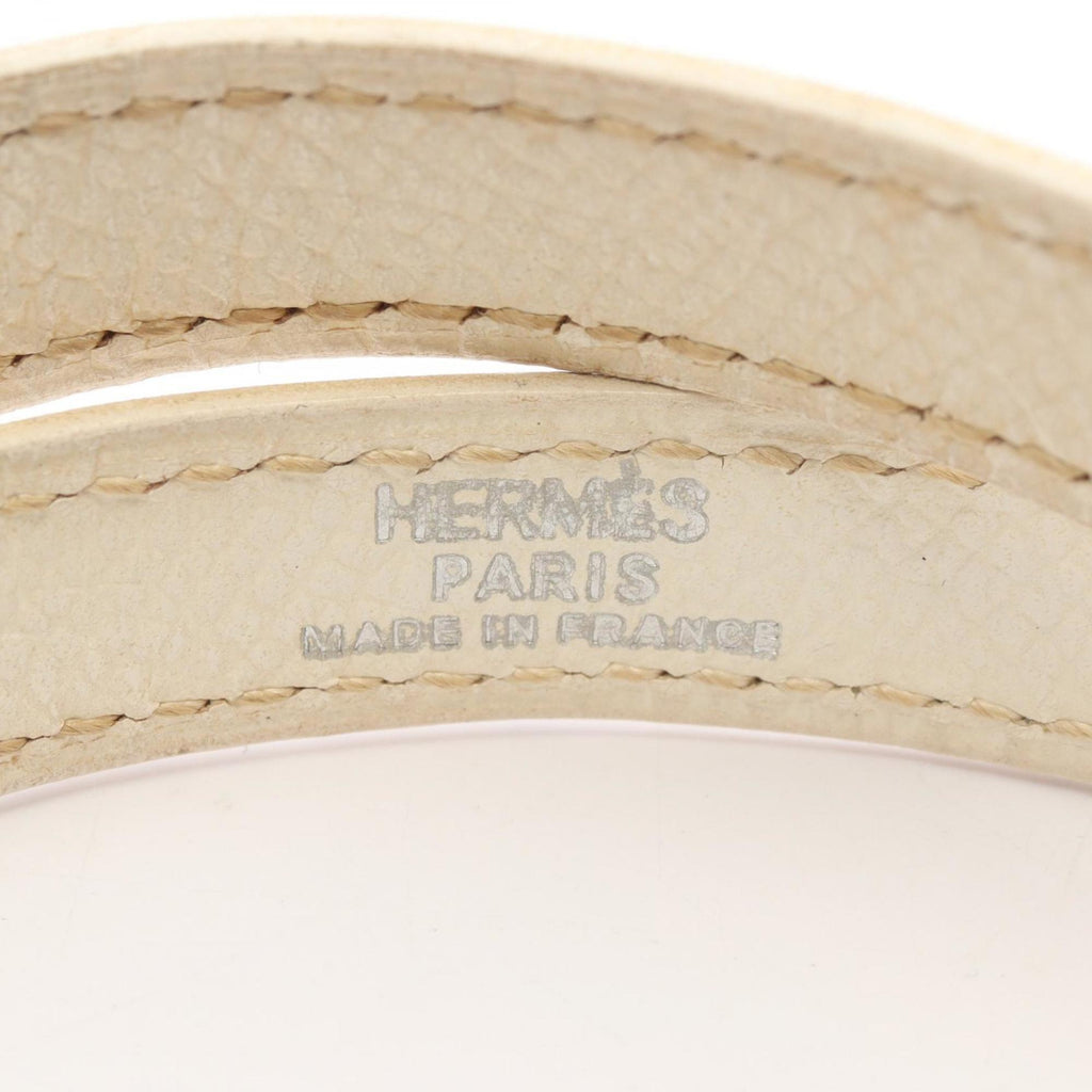 Hermes Hermès Kelly Double Tour Bracelet, Stainless Steel and Leather, Women's, White