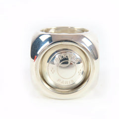 HERMES Vintage Extra Wide Sellier Ring AG925 Cube Silver Sizes 46-47-48 Weight 34.3g Women's — Like New