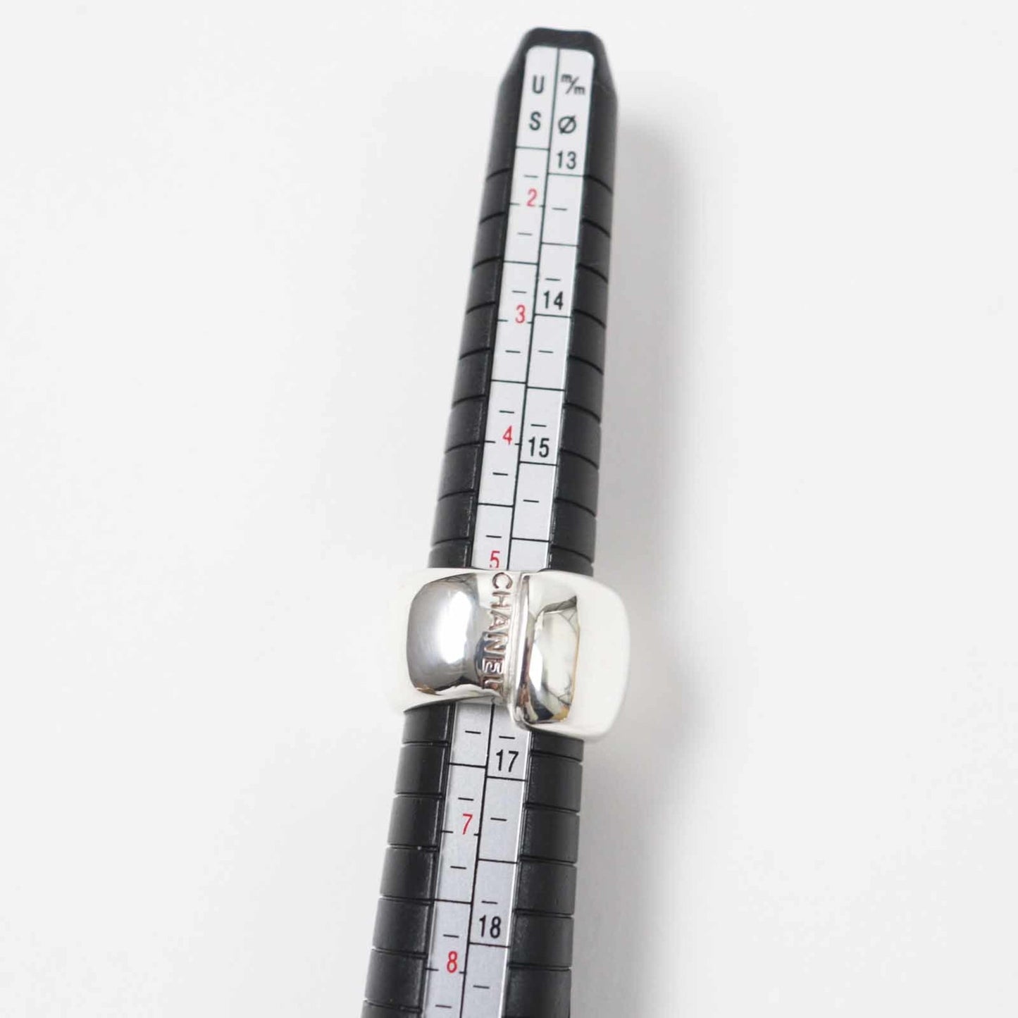 CHANEL Large Logo Ring, SV925 Silver, 19.5g, Women's