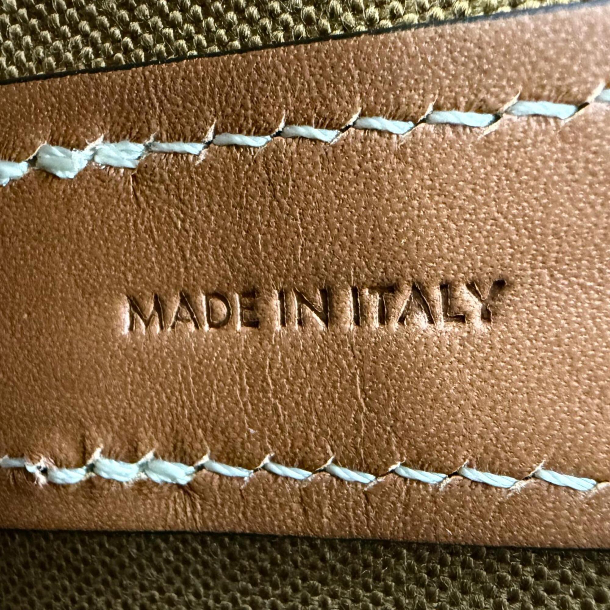 CELINE 19114 Triomphe Small Drawstring Shoulder Bag, Canvas, Tan, Made in Italy, Women's, with Dust Bag — Like New