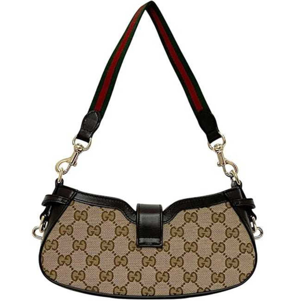 Gucci Moonside Shoulder Bag f-24565 Beige Brown GG Canvas Sherry 786015 Unused Leather 525040 GUCCI Women's — Like New