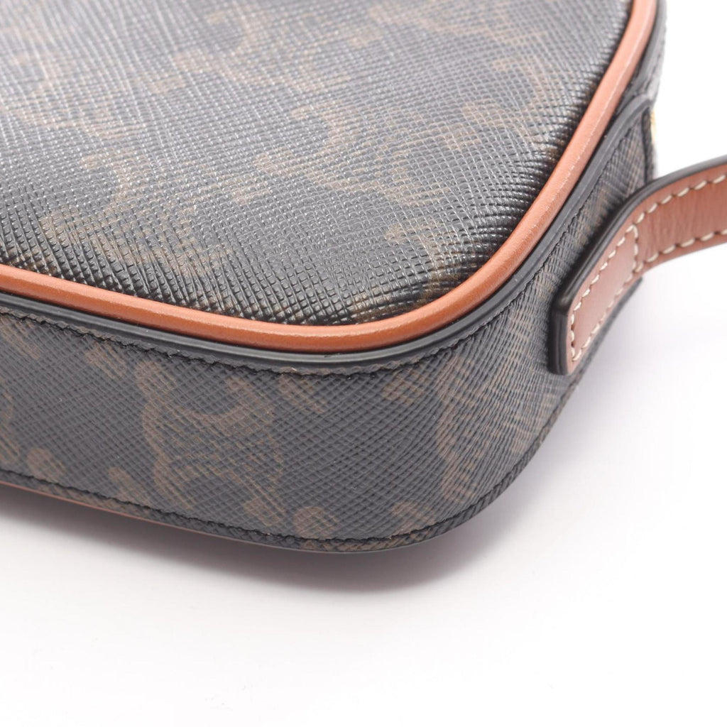 Celine Cuir Triomphe Mini Camera Bag, Shoulder Coated Canvas and Leather, Women's, Black, Brown, Multicolor