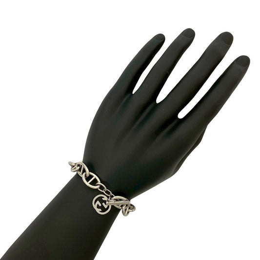 GUCCI Anchor Chain Bracelet with GG Logo and Metal Bangle in Silver, 52833