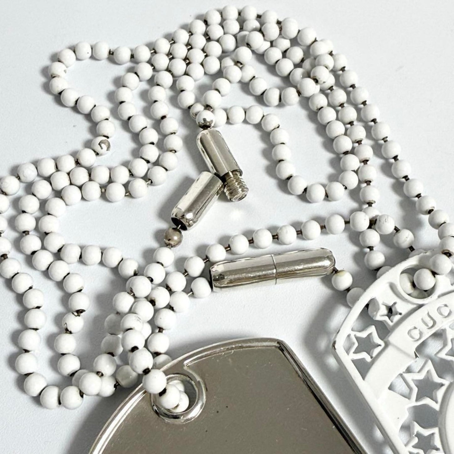 Gucci Men's Skull Dog Tag Pendant Necklace Silver