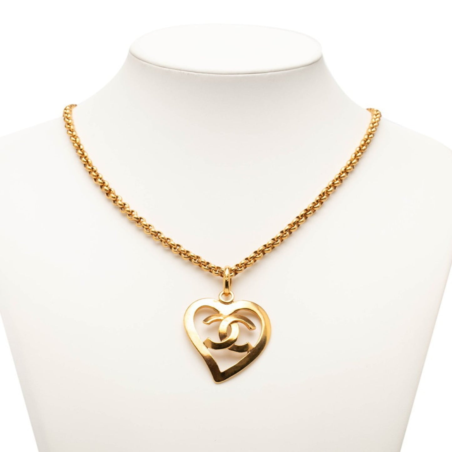 Vintage Chanel Coco Mark Heart Chain Pendant Necklace, Gold Plated, Women's