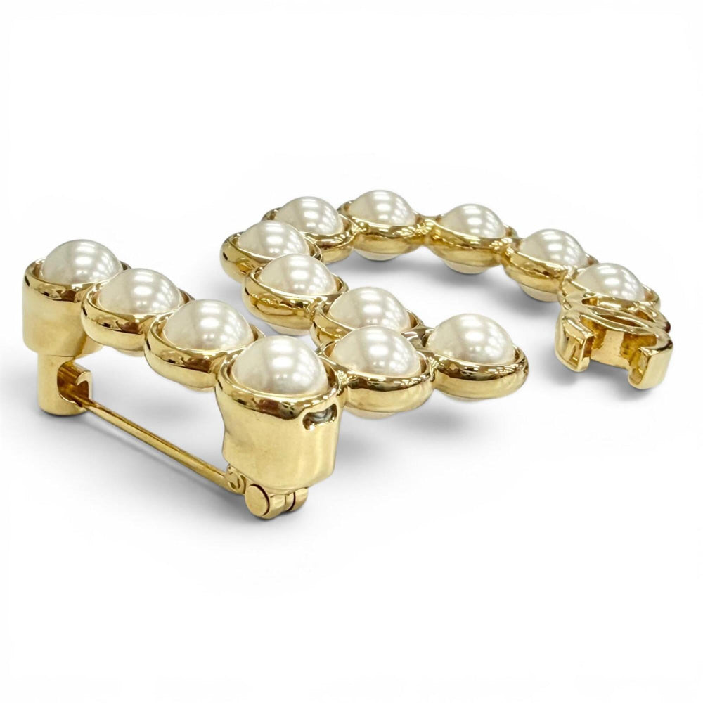 CHANEL 24S Coco Mark No. 5 Pearl Brooch, Gold, Made in Italy, Women's, Comes with Box, Adult Cute, Elegant, Highly Recommended ◎ — Like New